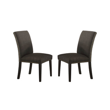 Ployfiber Upholstered Dining Chair, Ash Black Set Of 2 Solid Black Dining Room Transitional Side Chair Birch Solid Back Mdf