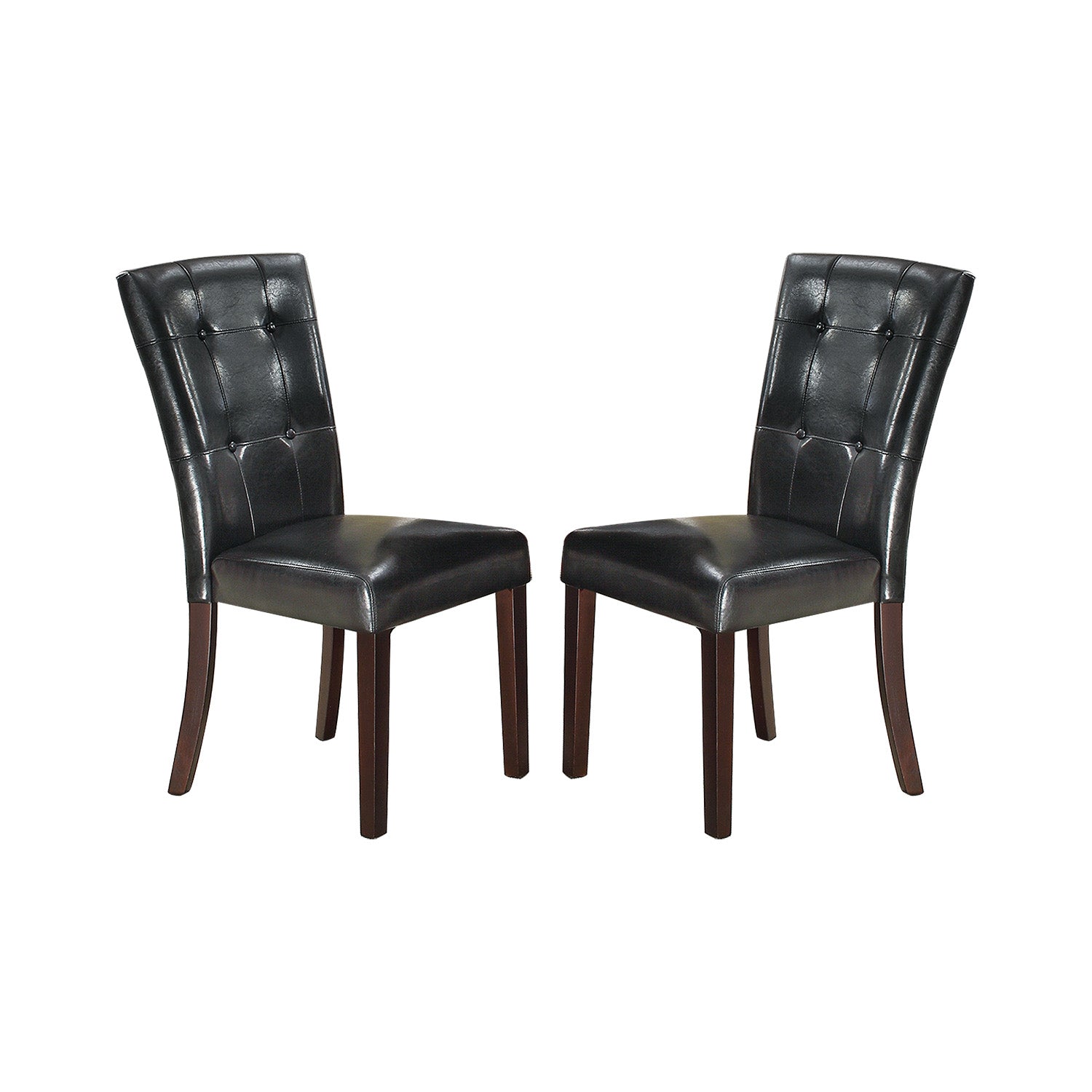 Faux Leather Upholstered Dining Chair, Black Set Of 2 Solid Black Dining Room Side Chair Mdf