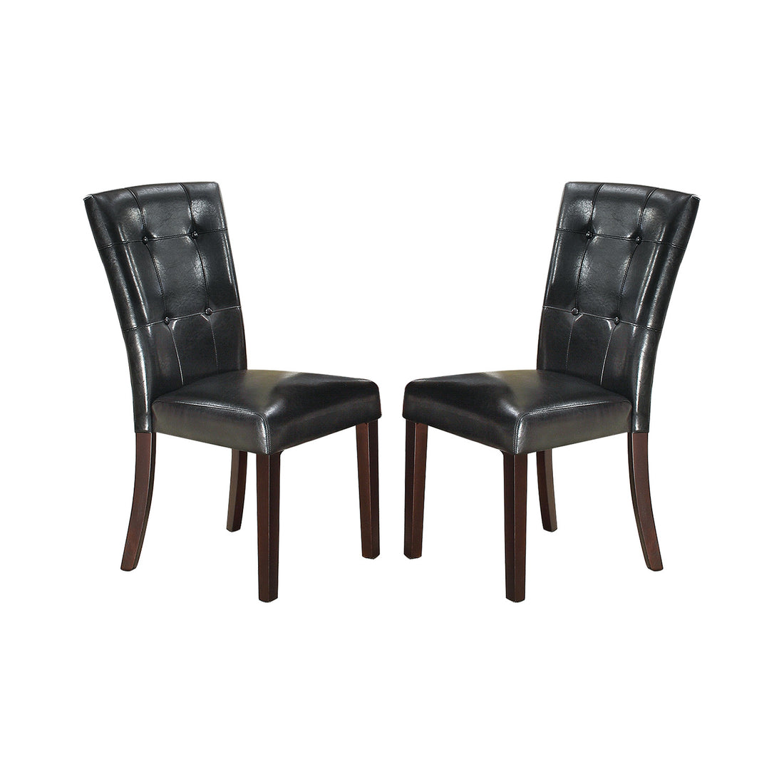 Faux Leather Upholstered Dining Chair, Black Set Of 2 Solid Black Dining Room Side Chair Mdf