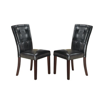 Faux Leather Upholstered Dining Chair, Black Set Of 2 Solid Black Dining Room Side Chair Mdf