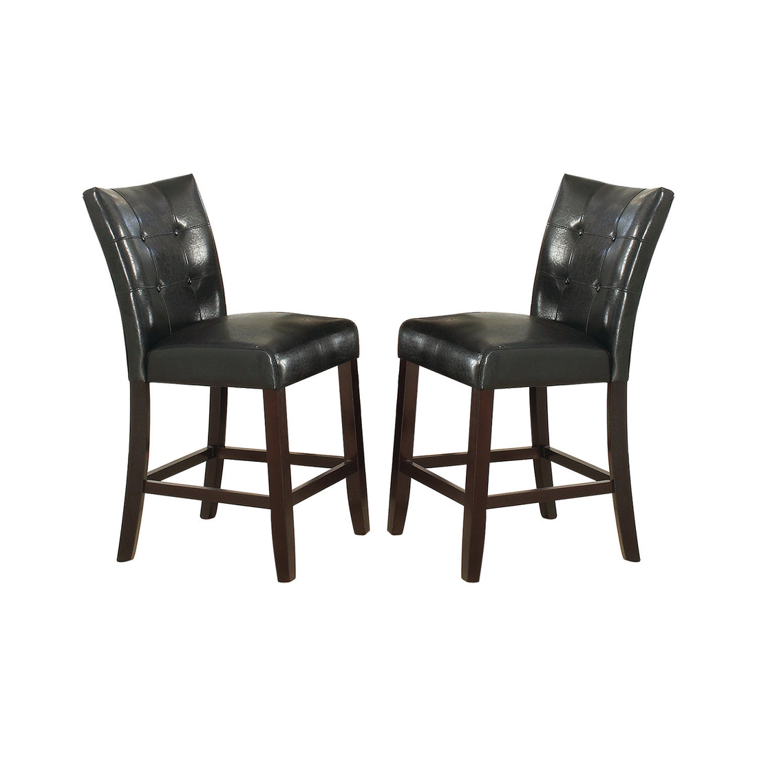 Leather Upholstered High Dining Chair, Black Set Of 2 Solid Black Dining Room Dining Chairs Tufted Back Mdf