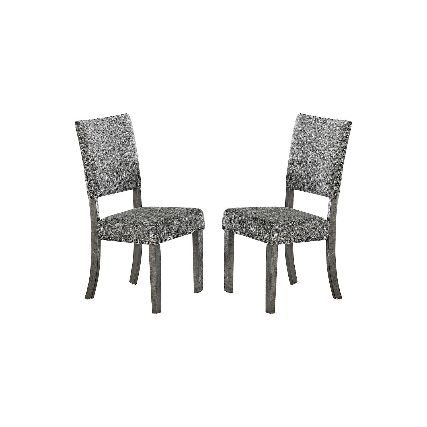Set of 2 Upholstered Fabric Dining Chairs, Grey solid-grey-solid back-solid wood