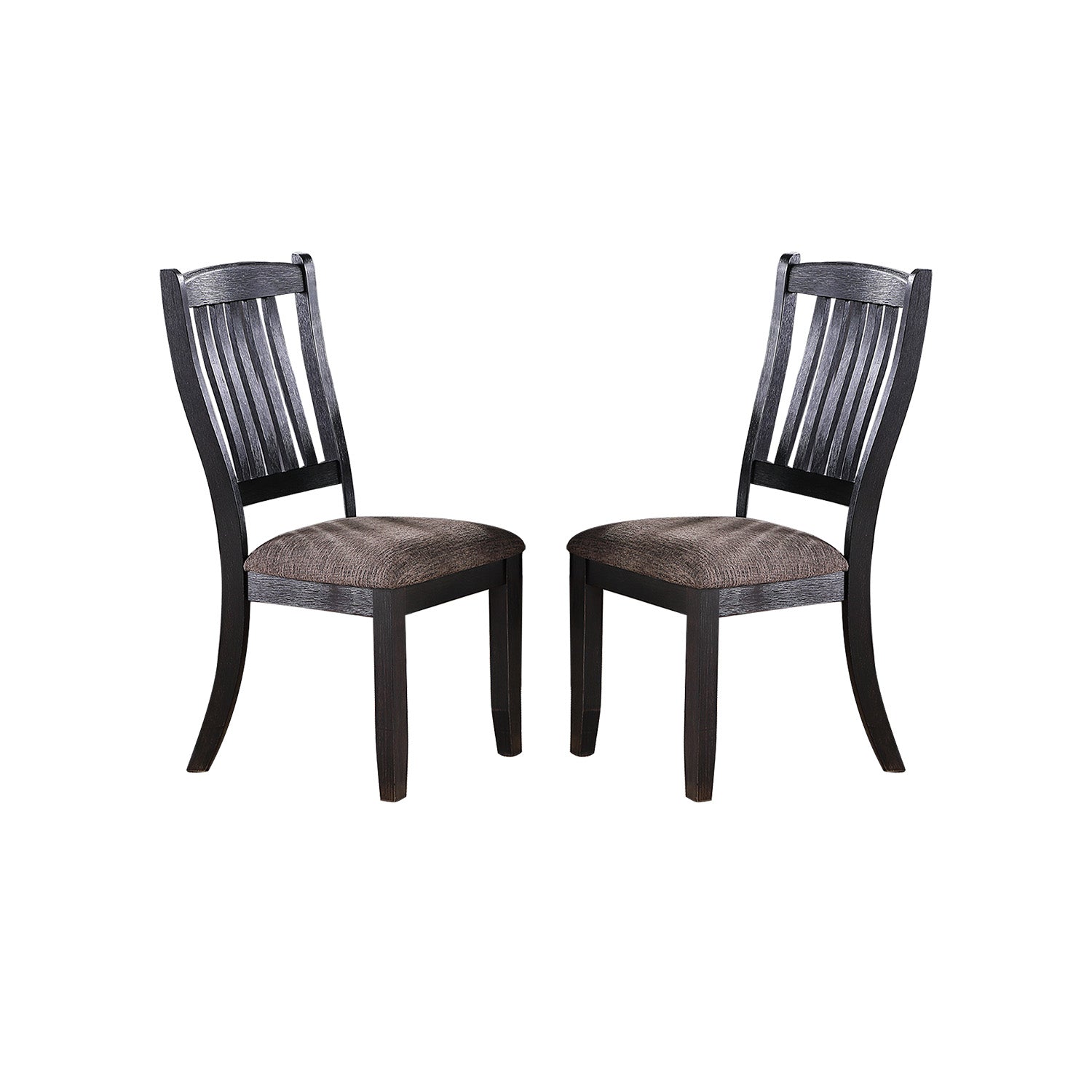 Dark Coffee Fabric Upholstered Side Chairs, Black Set Of 2 Solid Coffee Dining Room Dining Chairs Slat Back Solid Wood