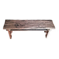 Ally 47 Inch Accent Dining Bench, Farmhouse Wood Sawhorse Base, Brown Brown Wood