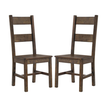 Set Of 2 Wooden Dining Chairs In Rustic Golden Brown Rustic Brown Dining Room Dining Chairs Ladder Back Set Of 2 Mdf