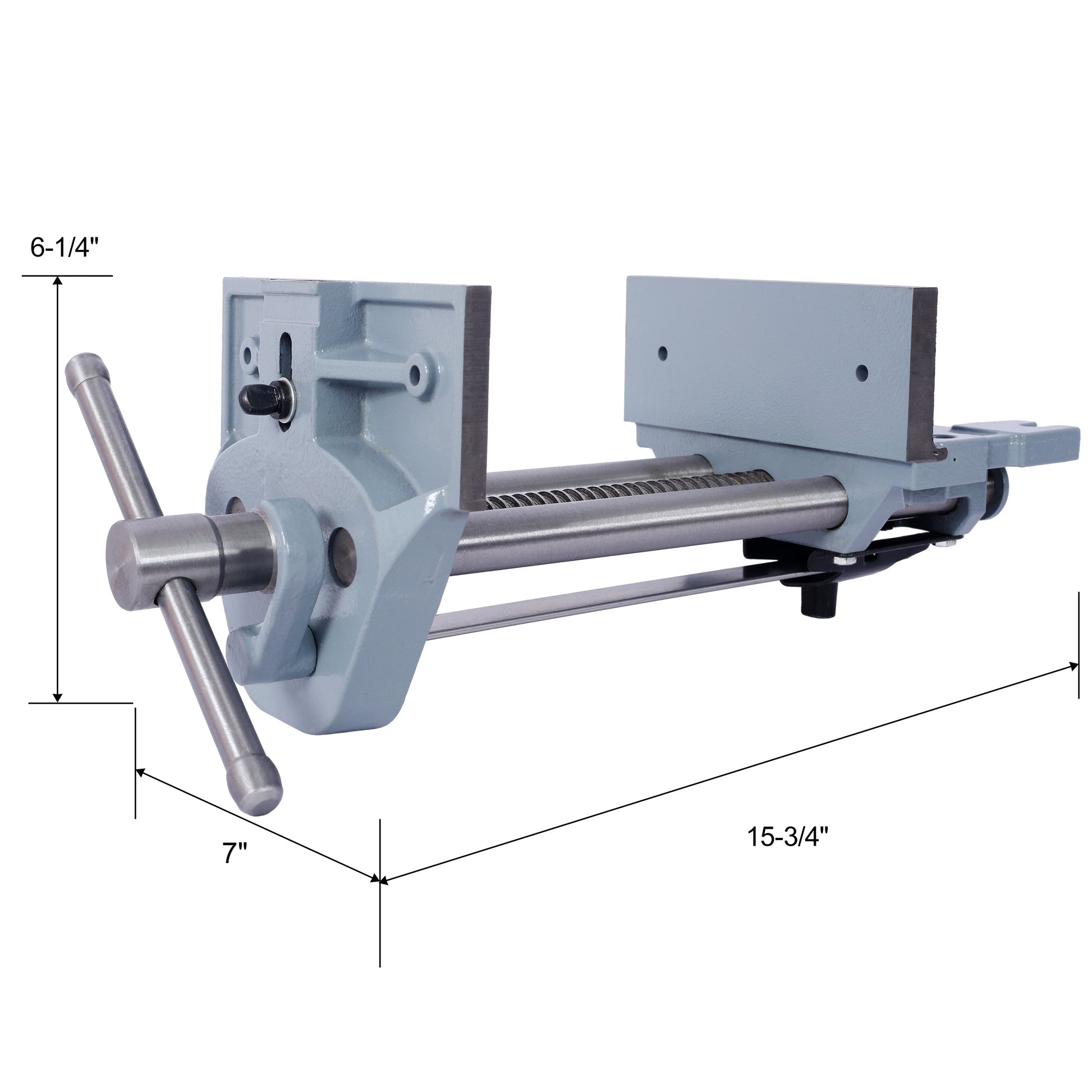 Rapid Action Woodworking Vise Quick Release Lever For Quick Adjustments 7 Inch Jaw Width Made With Heavy Duty Cast Iron ,Gray Gray Steel