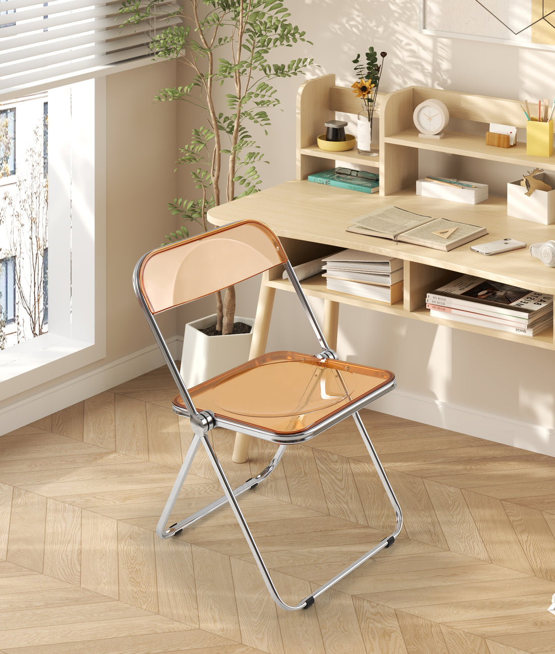 Folding Chair Transparent Chairs Ghost Stackable Crystal Folding Chair Pc Plastic Living Room Seat Chrome Frame And Foldable Acrylic Chair Fo Orange Orange Pc