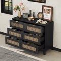 Rustic Farmhouse Style Wooden Dresser With 6 Drawers, Storage Cabinet For Bedroom With Metal Handles, Black Black Particle Board