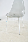 Dining Chair,Set Of 4,Metal Leg,Plastic Seat,Transparent Grey Grey Iron Plastic
