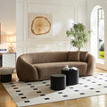 Wks1C Three Person Sofa Modern Combination Half Moon Casual Teddy Bear Wool Sofa Curved Sofa, Camel Color Camel Fabric 3 Seat