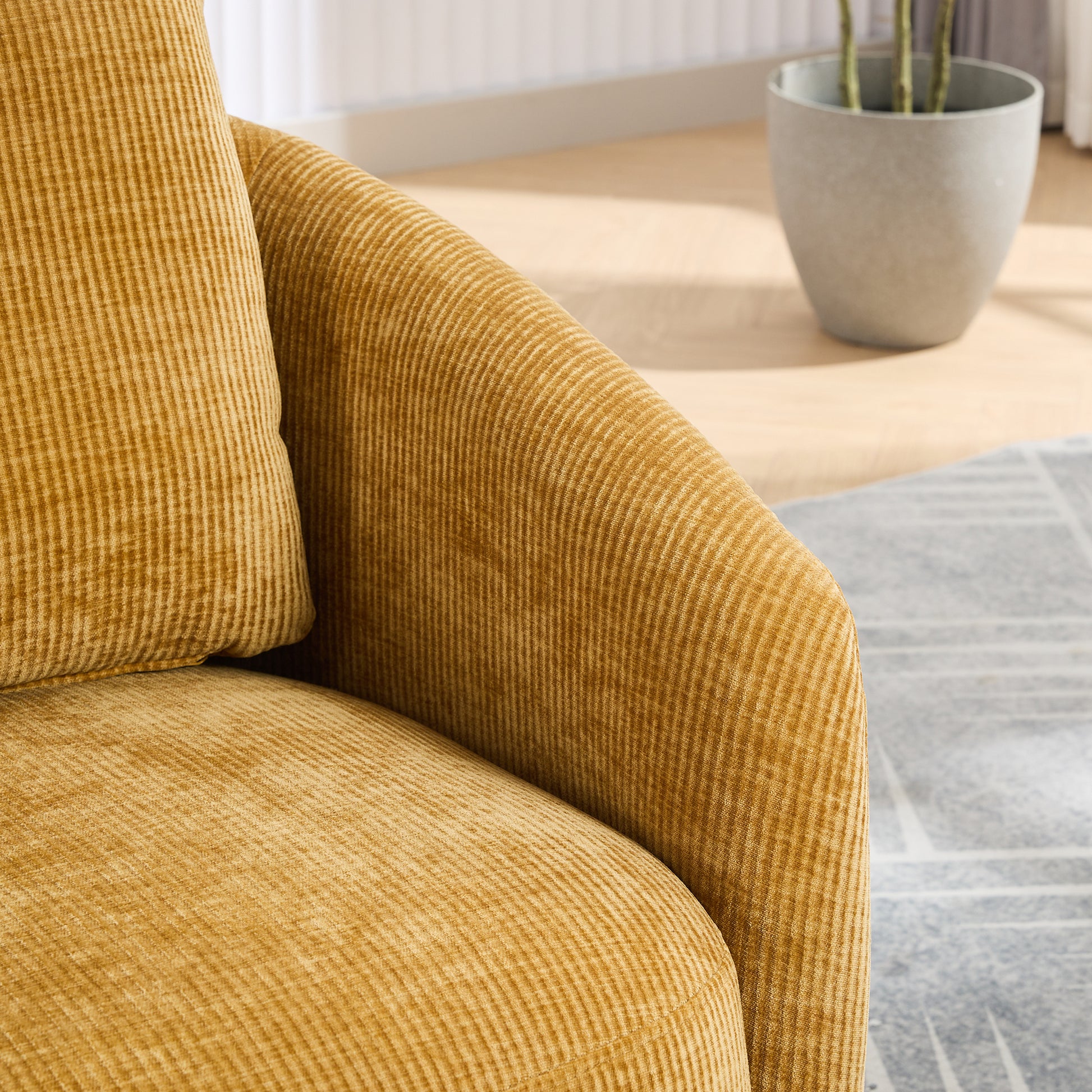 30.3"W Swivel Accent Barrel Chair And Comfy Round Accent Single Sofa Chair, 360 Degree Club Chair, Lounge Armchair For Living Room Bedroom Nursery.Mustard Mustard Chenille