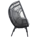 Patio Pe Wicker Egg Chair Model 2 With Black Color Rattan Grey Cushion And Side Table Yes Black Foam Steel