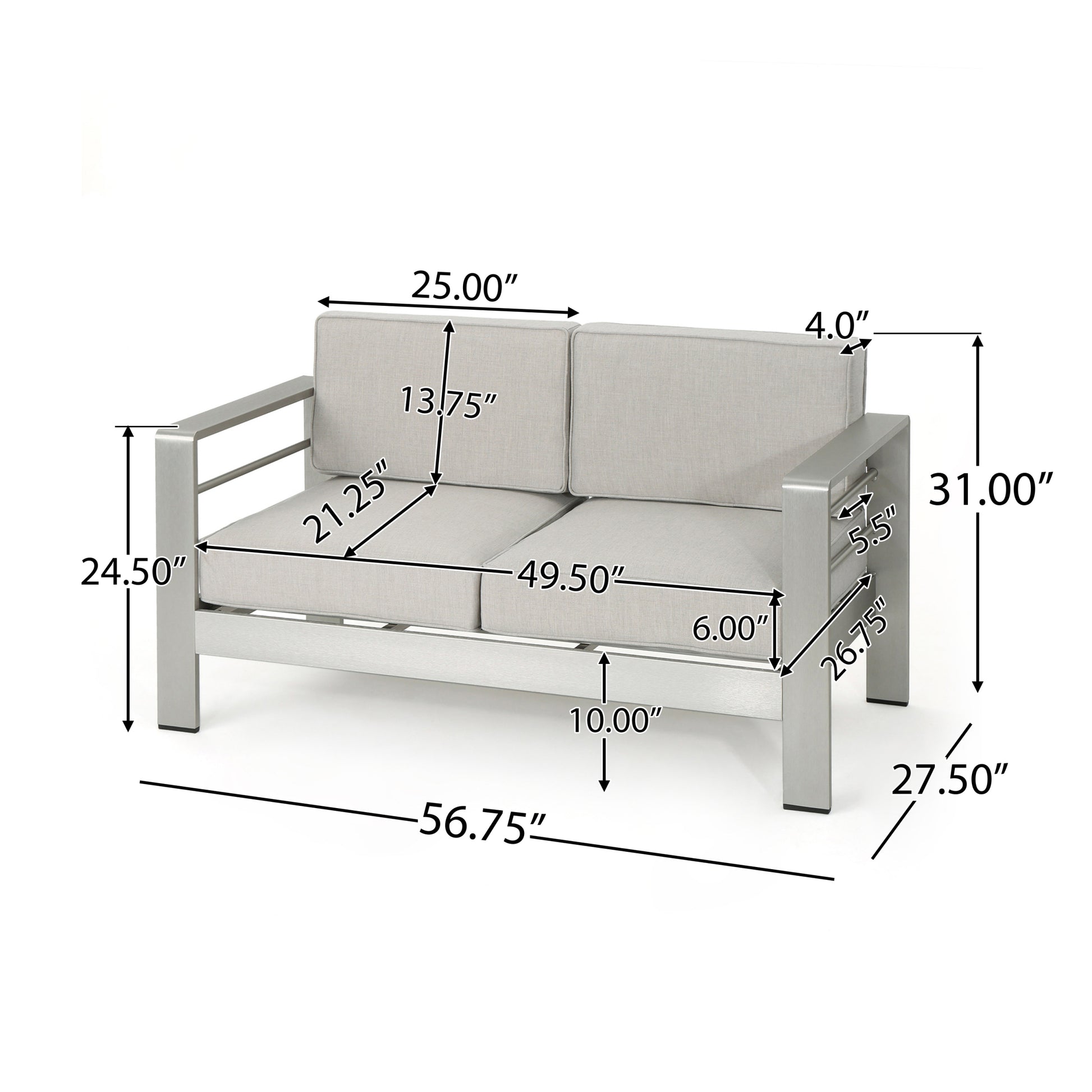 Cape Coral Kd Seat Light Grey Aluminum