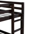 Solid Woodensolid Rubber Wooden Twin Over Twin Loft Bed With Ladder ,Upper And Bottom Bed Platforms Crafted With Strengthened Slats,Espresso Twin Espresso Rubber Wood