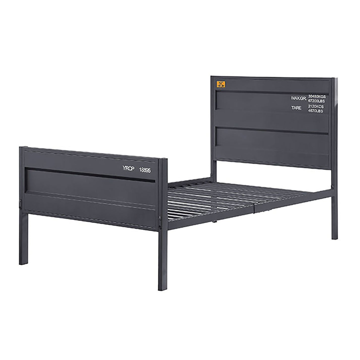 Gunmetal Twin Platform Bed Box Spring Not Required Twin Gunmetal Iron Bedroom Contemporary Slat Beds Metal