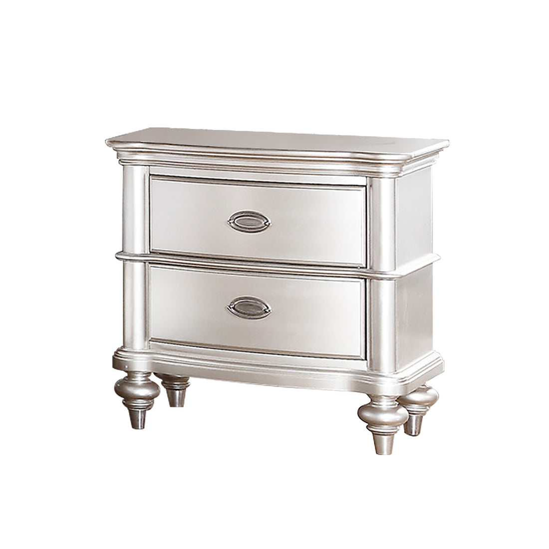 Wood Nightstand With 2 Drawer In Antique Silver Silver 2 Drawers Bedroom European Pine Drawers Silver Mdf