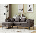 Arrived L Shaped Sectional Sofaconvertible Storage Ottoman,Chenille ,Square Arm, Modern Tufted Couch ,3 Seater, And Nailhead, Dark Gray Dark Gray Polyester Wood Primary Living Space Medium Soft Tufted Back Modern Square Arms Metal & Wood 4 Seat