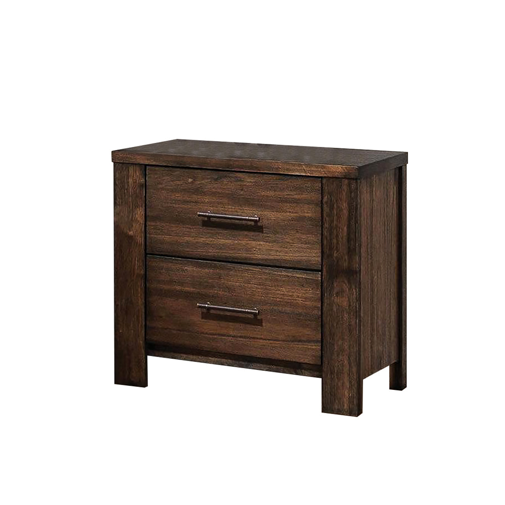 Wood Nightstand With 2 Drawers In Brown Brown 2 Drawers Bedroom Rectangle Easy Assembly Solid Wood