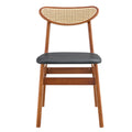 The Stylish And Durable Solid Wood Dining Chair, Small Curved Back, Pu Cushion, And Beautiful Shape Match Perfectly With Any Room And Everyday Use Walnut Set Of 2 Rubber Wood