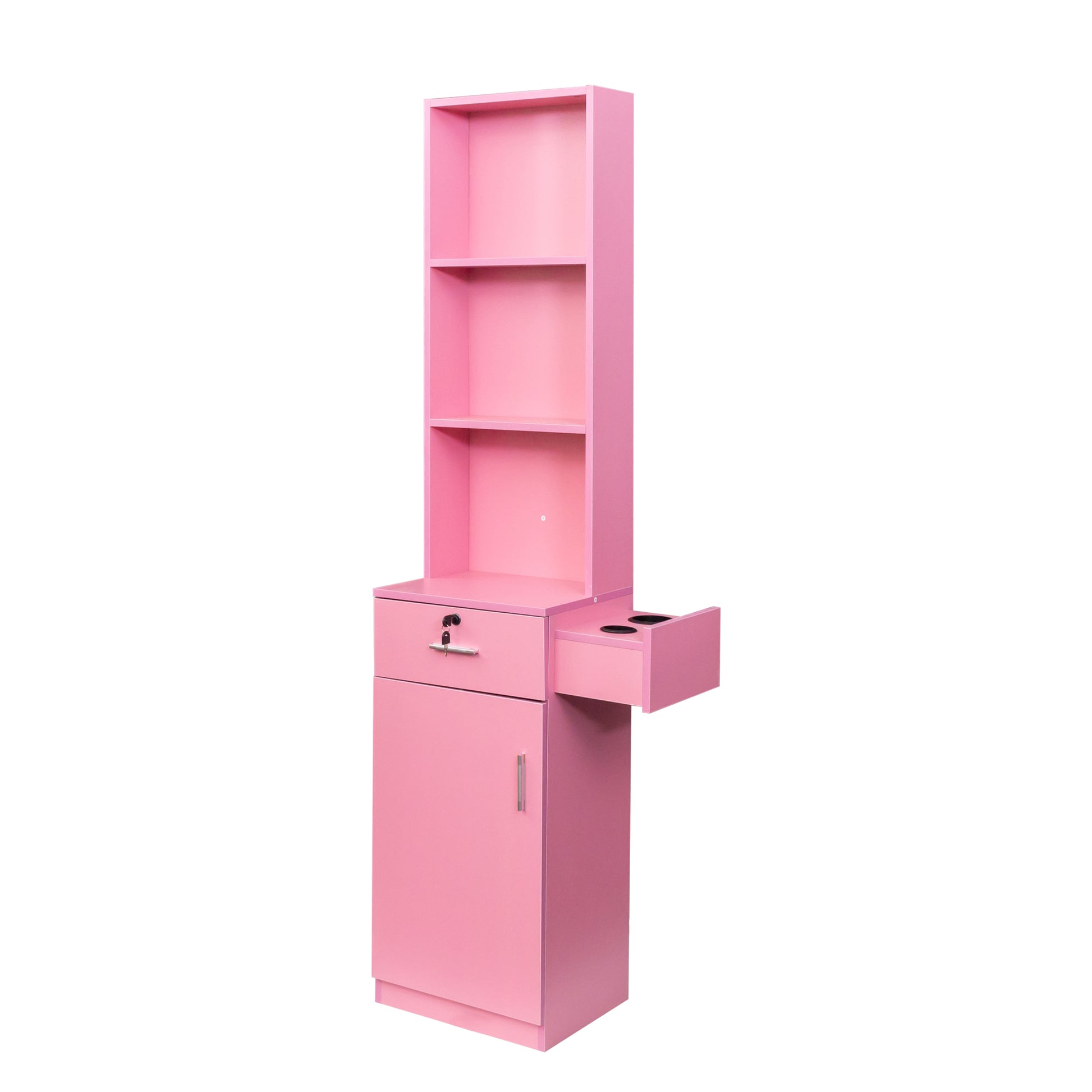 Pink Modern Simple Hair Desk, Multi Layer Storage Space Pink Mdf