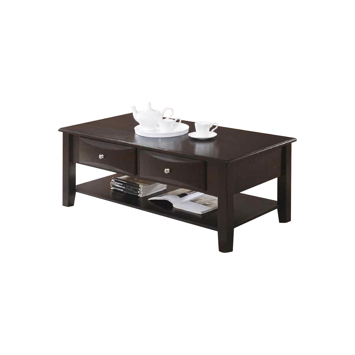 Coffee Table Of Two Drawers In Brown Brown Primary Living Space Rectan