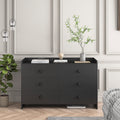 Chest Of Drawers Black Dresser6 Drawer Chest With Wide Storage, Modern Contemporary 6 Drawer Cabinet, Dresser For Bedroom Living Room Hallway Black Mdf