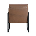 Modern Accent Chair Cushioned Seat Brown Faux Leather Upholstery Black Metal Frame 1Pc Style Comfort Durability Elegance Look Brown Primary Living Space Industrial,Mid Century Modern,Modern Metal