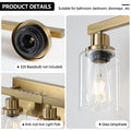 Golden 8 Light Vanity Light With Clear Glass Shades, Modern Iron Metal Bathroom Wall Fixture For Mirror, Ideal For Bathroom And Dressing Table No Bulbs Golden Glass Iron