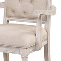 Beige And Antique Champagne Tufted Back Arm Chairs Set Of 2 Champagne White Primary Living Space Traditional Rubberwood Foam Wood Fabric