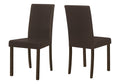 Dining Chair, Set Of 2, Side, Upholstered, Kitchen, Dining Room, Brown Leather Look, Brown Wood Legs, Transitional Brown Foam Wood