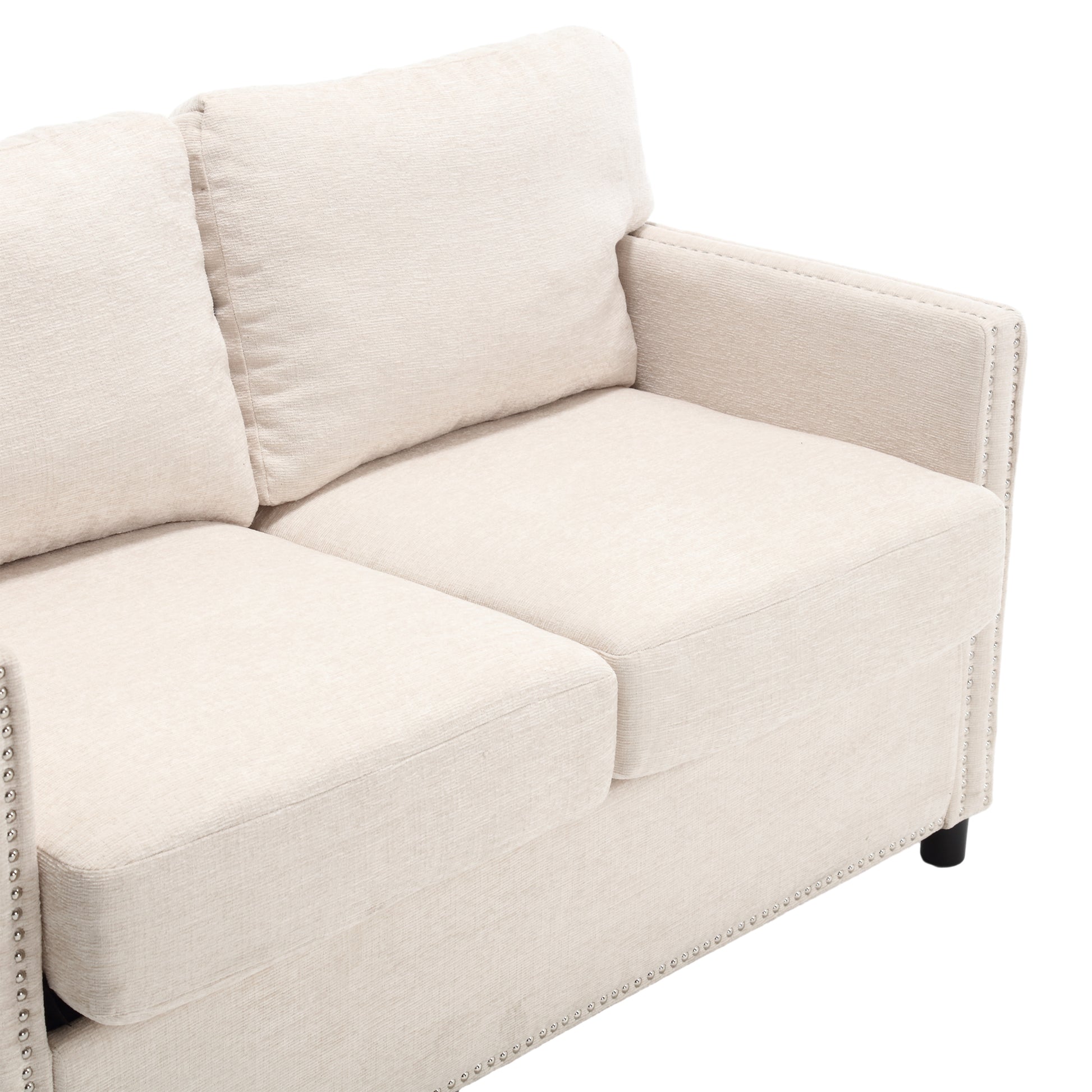United Modern Chenille Fabric Loveseat, 2 Seat Upholstered Loveseat Sofa Modern Couch Beige Chenille 2 Seat