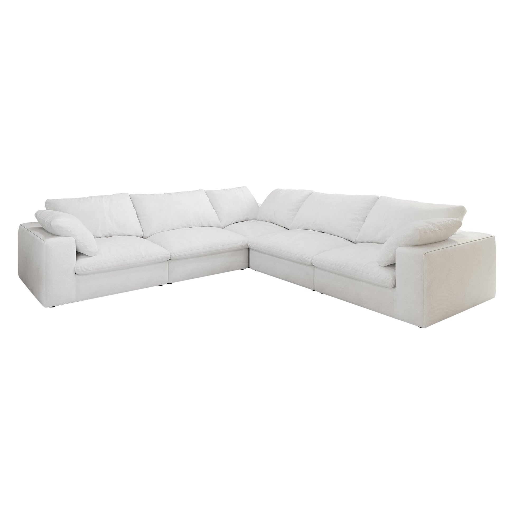 Cloud Sectional Sofa 160'', Down Filled Comfortable V Shape Sofa For Living Room, Simple Wide And Deep Seat Convertible Sofa For Office Apartment Vshaped 5Seaters White Primary Living Space Soft Modern Pillow Top Arms Down Filling Down