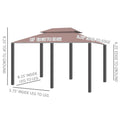 Outsunny 10' X 13' Patio Gazebo, Outdoor Gazebo Canopy Shelter With Curtains, Vented Roof, Steel Frame For Garden, Lawn, Backyard And Deck, Khaki Khaki Steel