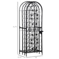 Homcom 45 Bottle Wrought Iron Wine Rack Jail With Lock Black Black Iron