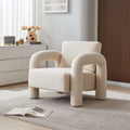 Modern Sherpa Fabric Accent Chair For Living Room, Upholstered Armchair With Sturdy Frame, Comfortable Contemporary Lounge Chair For Bedroom, Home Office, Or Reading Nook Single Sofa Seat Beige Foam