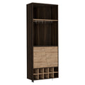 Fraktal Corner Bar Cabinet, Ten Built In Wine Rack, Two Shelves, Double Door Multi Primary Living Space Modern Shelves Included Particle Board