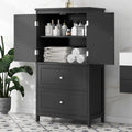 Bathroom Storage Cabinet, Cabinet With Two Doors And Drawers, Adjustable Shelf, Mdf Board, Black Black Mdf