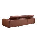 Modern Simple Line Design 3 Seater Leather Sofa For Living Room, Comfy Sofa Couch With Extra Deep Seats,Adjustable Headrests Couch,Brown Brown Leather 3 Seat