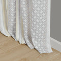 2Pk Poly Printed Curtain Panel With Tufted Stripe White Taupe 2 Pk 50X84