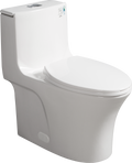 1.1 1.60 Gpf Dual Flush One Piece Toilet, Water Saving Elongated Comfort Height Floor Mounted, Soft Closing Seat, 1000 Gram Map Flushing Score Toilet, Glossy White 23T02 Gw White Ceramic