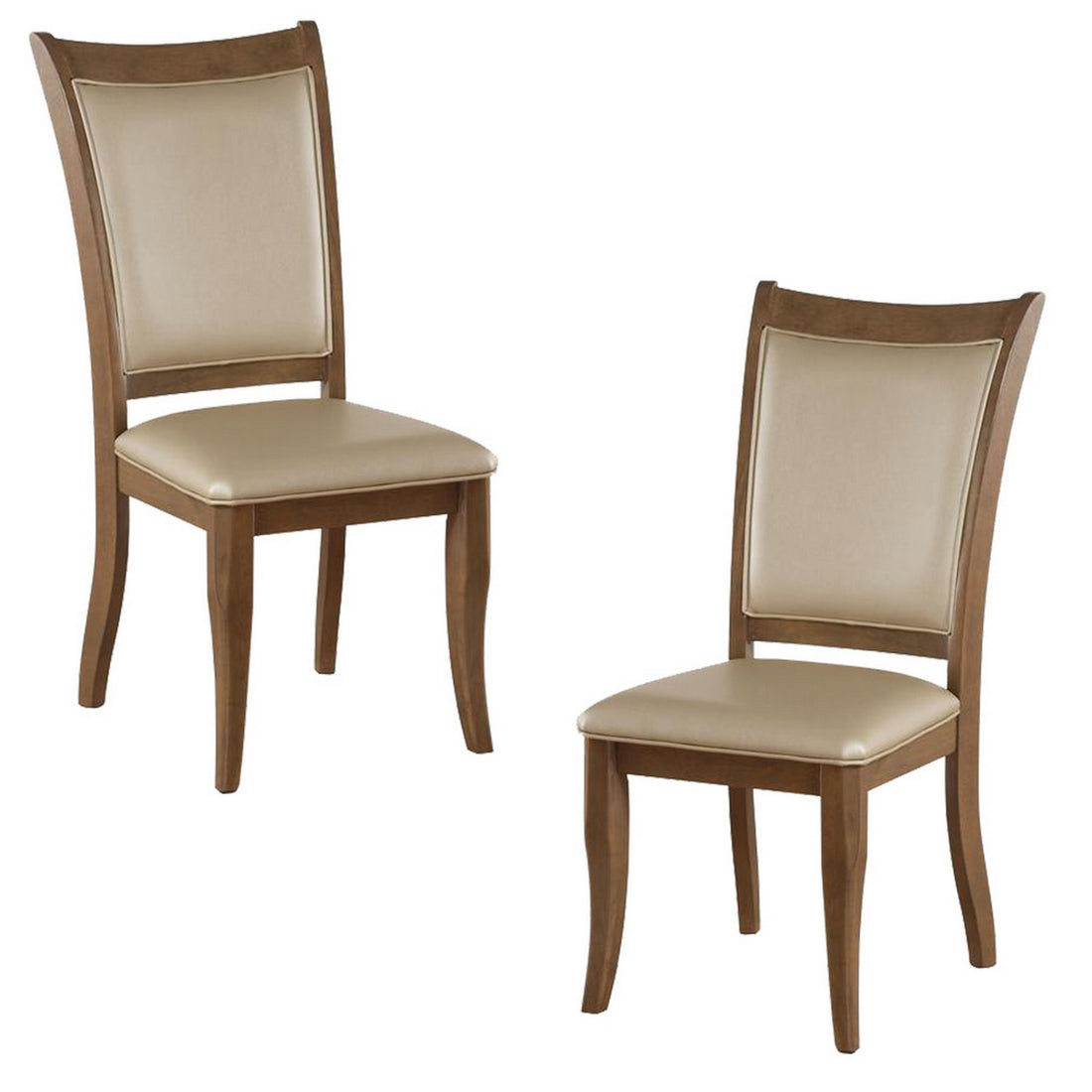 Dining Chair, Vegan Faux Leather With X Design, Set Of 2, Beige Beige Solid Wood