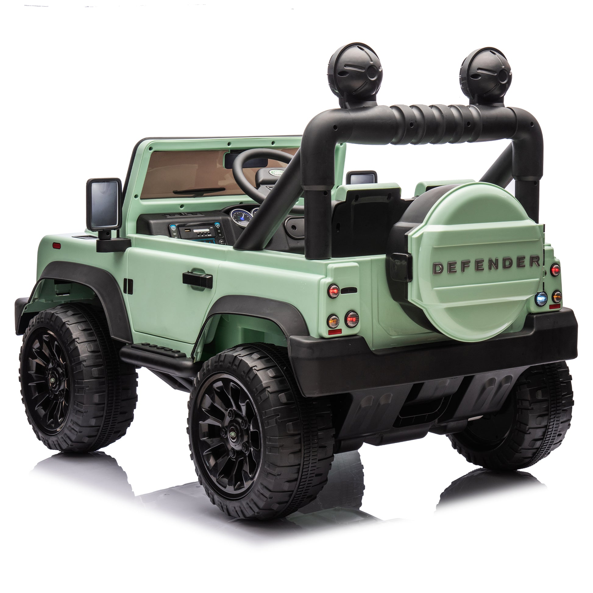 Licensed Land Rover Defender Volta 5008 24V Kids Ride On Car W Parents Control,2Wd,Four Wheel Suspension,Bluetooth,Mp3,Music,Adjustable Volume,Power Display,Led Lights,Speeds 1.86 3.11Mph For Kids 3 7 Green Polypropylene