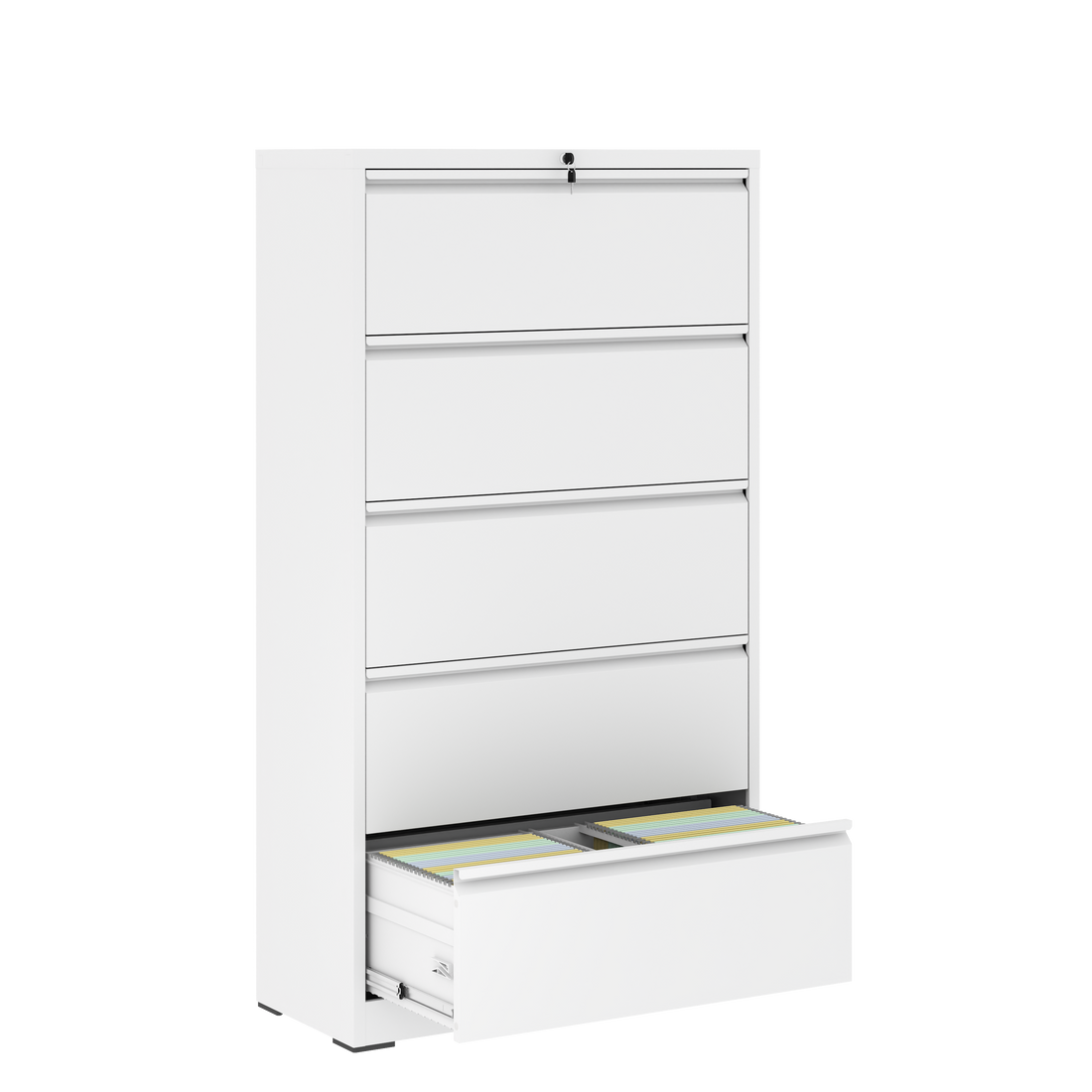 5 Drawer Metal Lateral File Cabinetwhite Filing Cabinet With Lock, Lockable File Cabinet For Home Office, Locking Metal File Cabinet For Legal Letter A4 F4 Size Filing Cabinets 5 Or More Drawers Antique White Office Drawers Included Modern Metal Metal