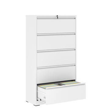 5 Drawer Metal Lateral File Cabinetwhite Filing Cabinet With Lock, Lockable File Cabinet For Home Office, Locking Metal File Cabinet For Legal Letter A4 F4 Size Filing Cabinets 5 Or More Drawers Antique White Office Drawers Included Modern Metal Metal