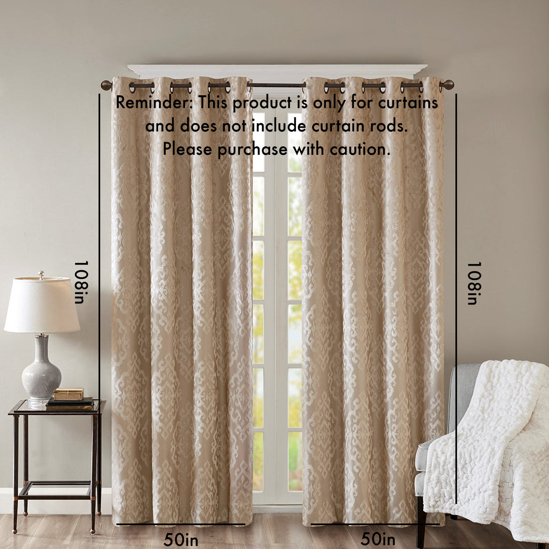 Knitted Jacquard Da Total Blackout Grommet Top Curtain Panel Only 1 Pc Panel Champagne Polyester