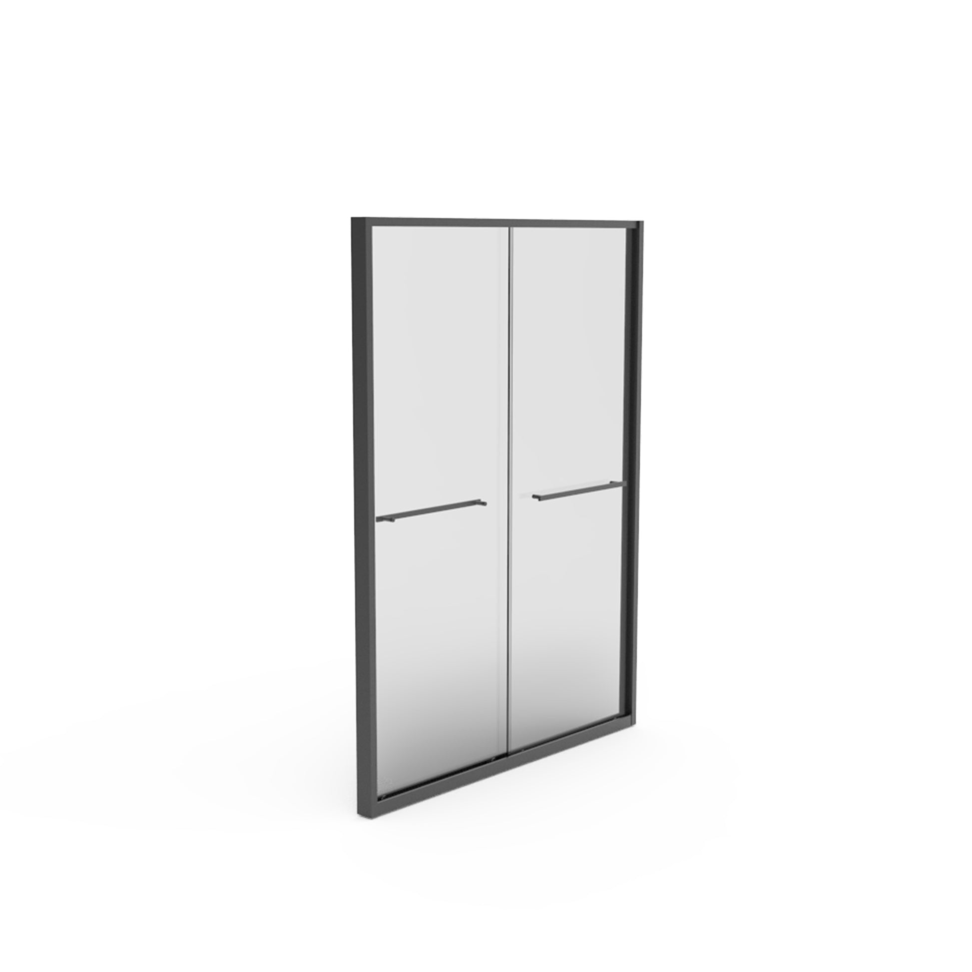 56 60 In. W X 70 In. H Semi Frameless Sliding ,Bathroom Sliding Door With Premium 5 16" 8Mm Clear Tempered Glass, Black Hardware Double Sliding Glass Shower Enclosure,Matte Black Finished Matt Black Bathroom American Design Aluminium Alloy