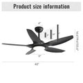 48 Inch Ceiling Fan With Dimmable Led Light And Remote Control, 5 Abs Blades Dc Motor Black Black Abs