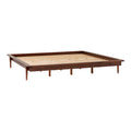 Mid Century Modern Solid Wood King Platform Bed Frame Walnut Walnut Pine