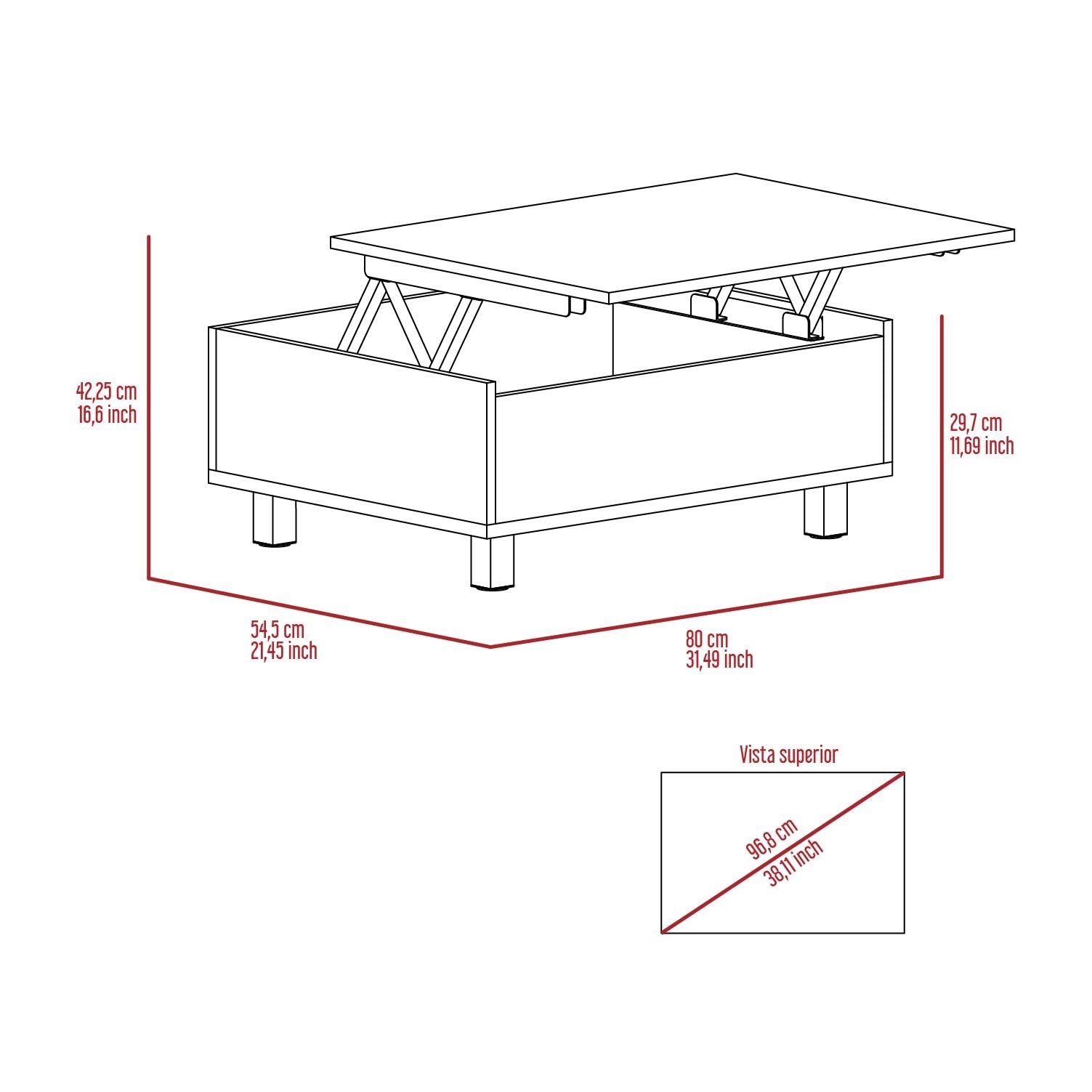 Aran Lift Top Coffee Table, Storage Compartment, Black Black Particle Board Particle Board