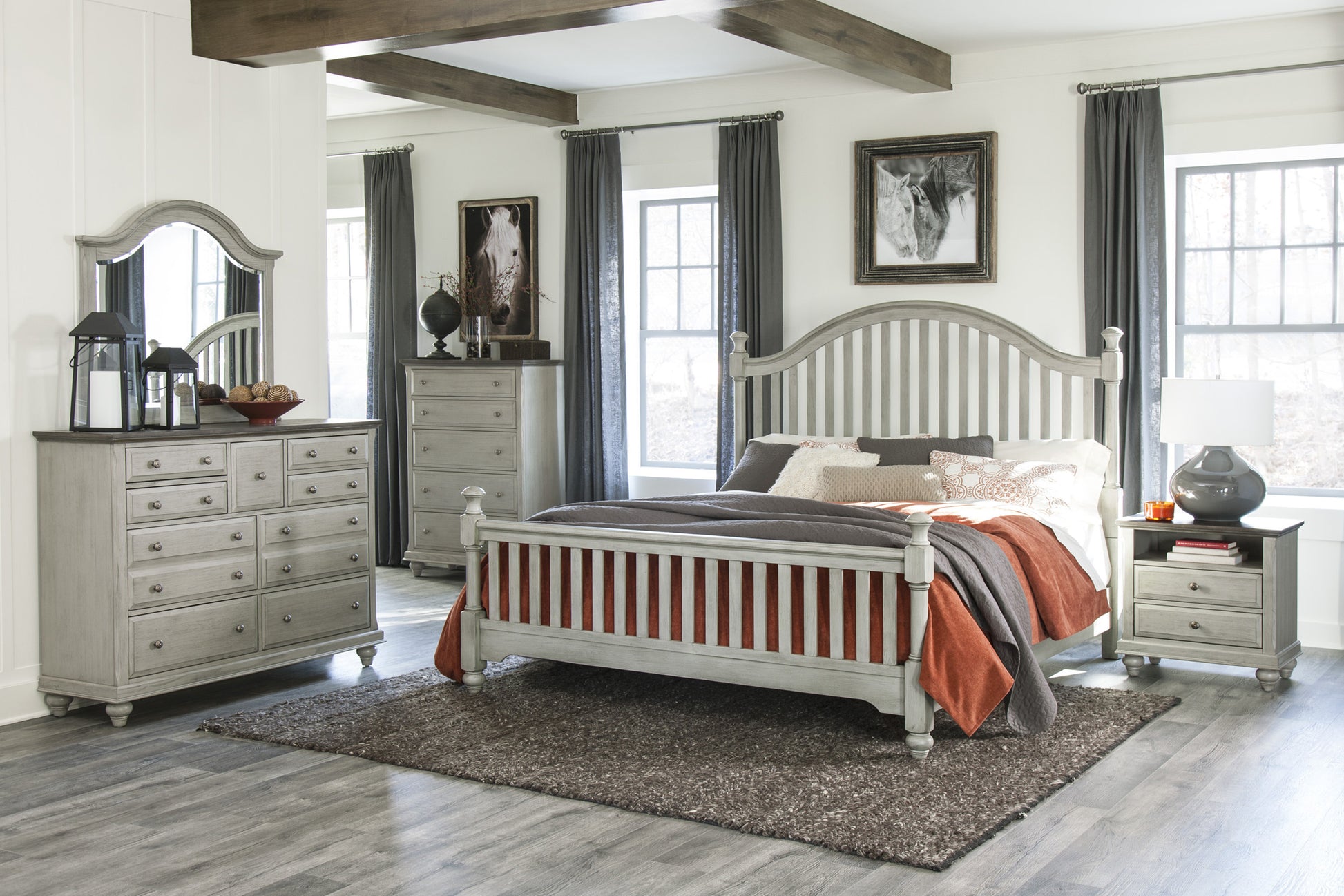 Classic Light Gray Finish 1Pc Chest Of 5X Drawers Dark Brown Top Modern Farmhouse Design Bedroom Furniture Brown Light Gray Bedroom Classic,Farmhouse,Modern Wood